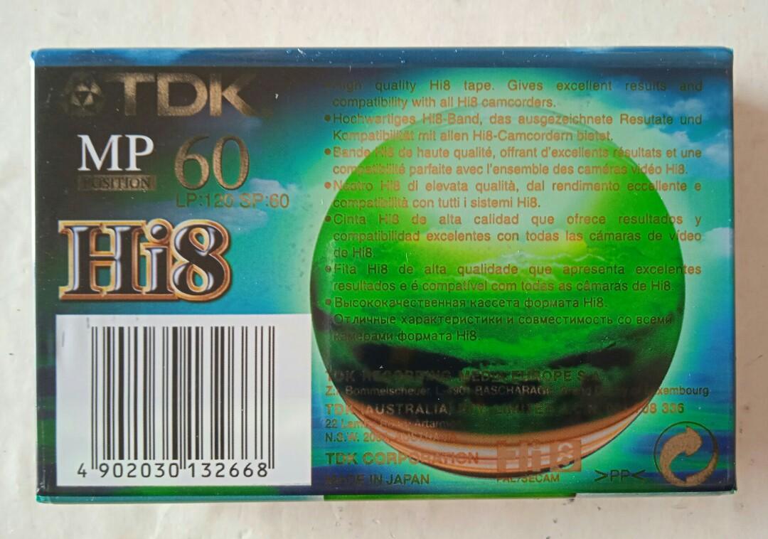 Sony EF 90 cassette tape + TDK Hi8 MP 60 tape, Hobbies & Toys, Music