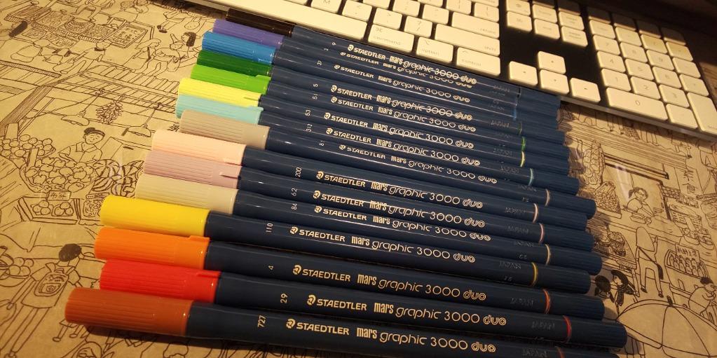 Staedtler Mars Graphic 3000 Brush Marker 施德樓 美術水性麥克筆 calligraphy, 興趣及遊戲