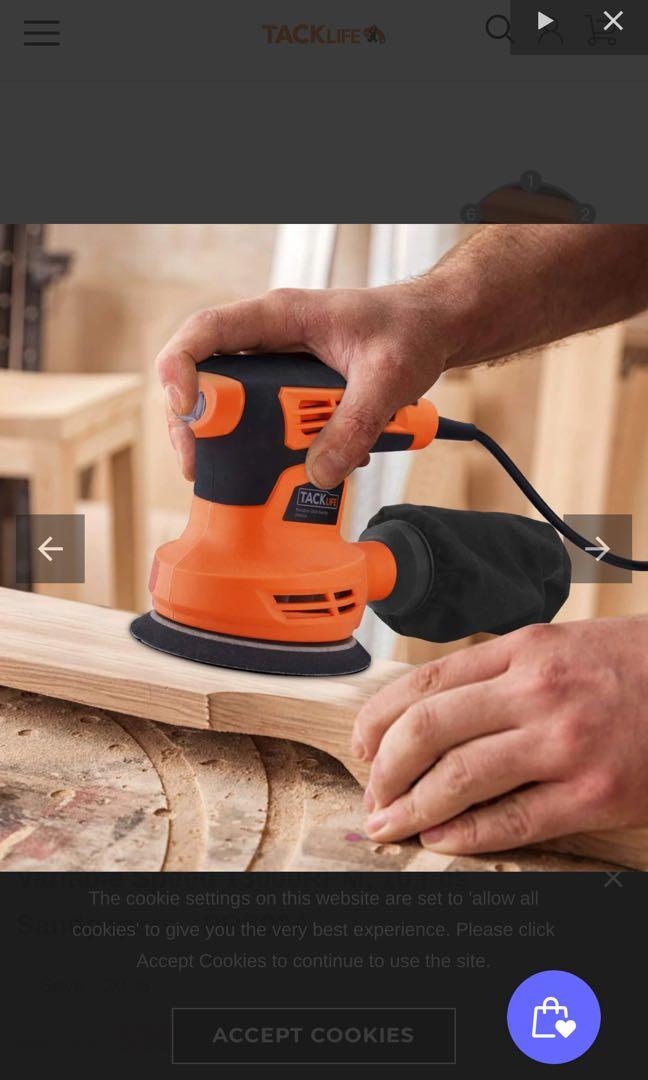 TACKLIFE 5 Inch Random Orbit Sander 6 Variable Speed 13000RPM 10