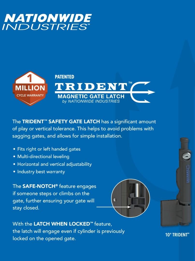 Trident Gate Latch 10 inch TRIDENT10BKKA, Furniture & Home