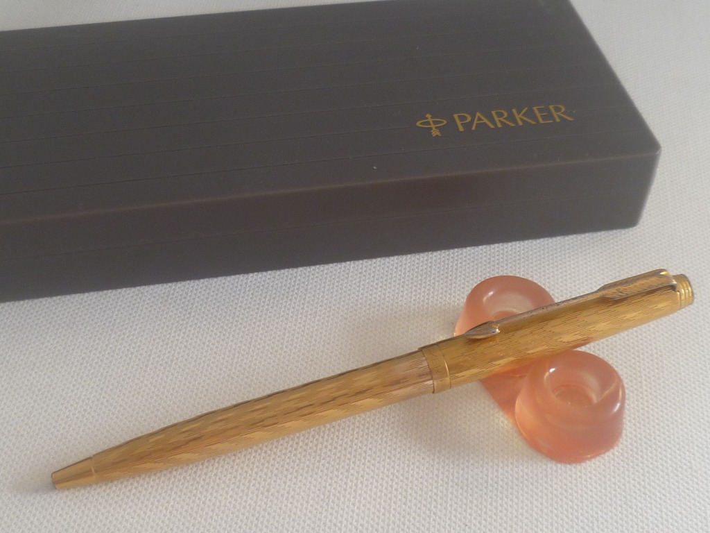 VINTAGE Authentic Parker 75 Classic Gold Plated Ball Point Pen France ...