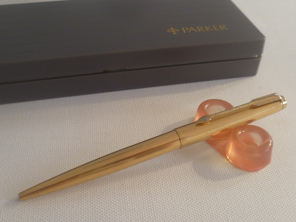 VINTAGE Authentic Parker 75 Gold Tone Ball Point Pen USA (#52), Hobbies ...