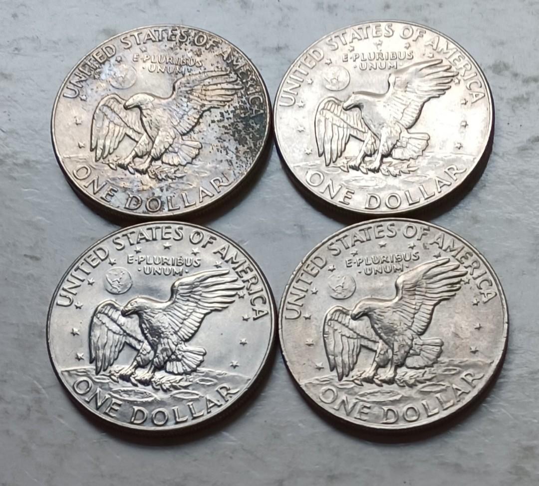 美國1974年1元硬幣共4枚（品相實物如圖）, 興趣及遊戲, 收藏品及紀念品, 錢幣- Carousell