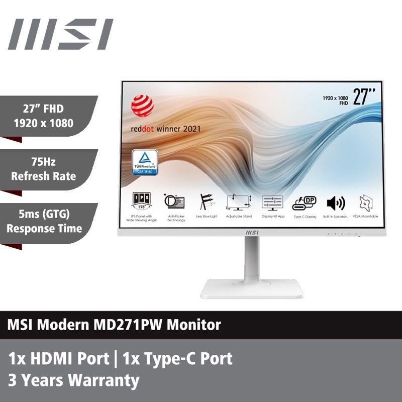 MSI Modern MD271PW Professional Monitor White 27
