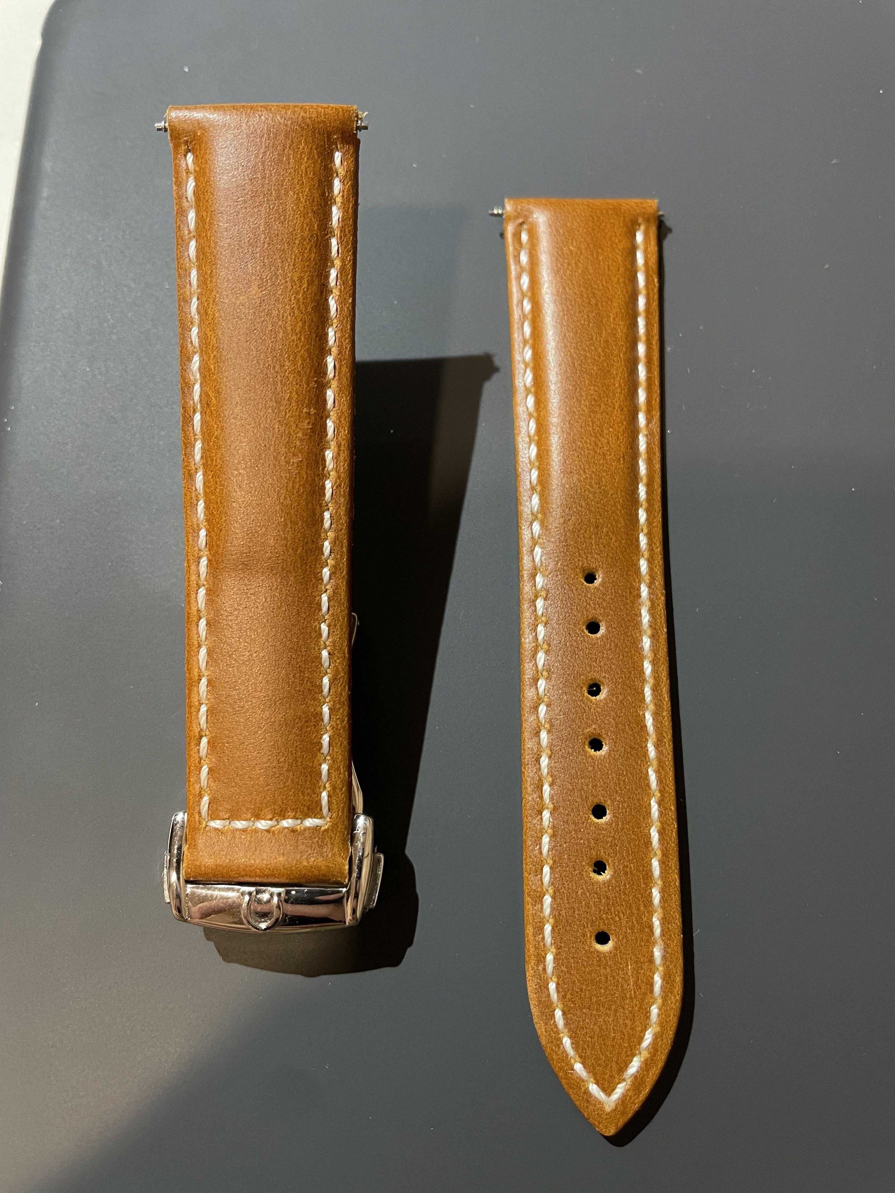 AM Omega genuine leather watch strap 
