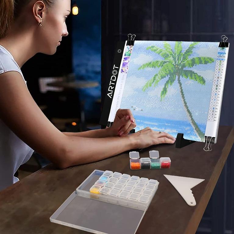 ARTDOT A2 LED Light Pad for Diamond Painting USB Powered Light Board Kit,  Adjustable Brightness with 12 Angles Stand and Clips