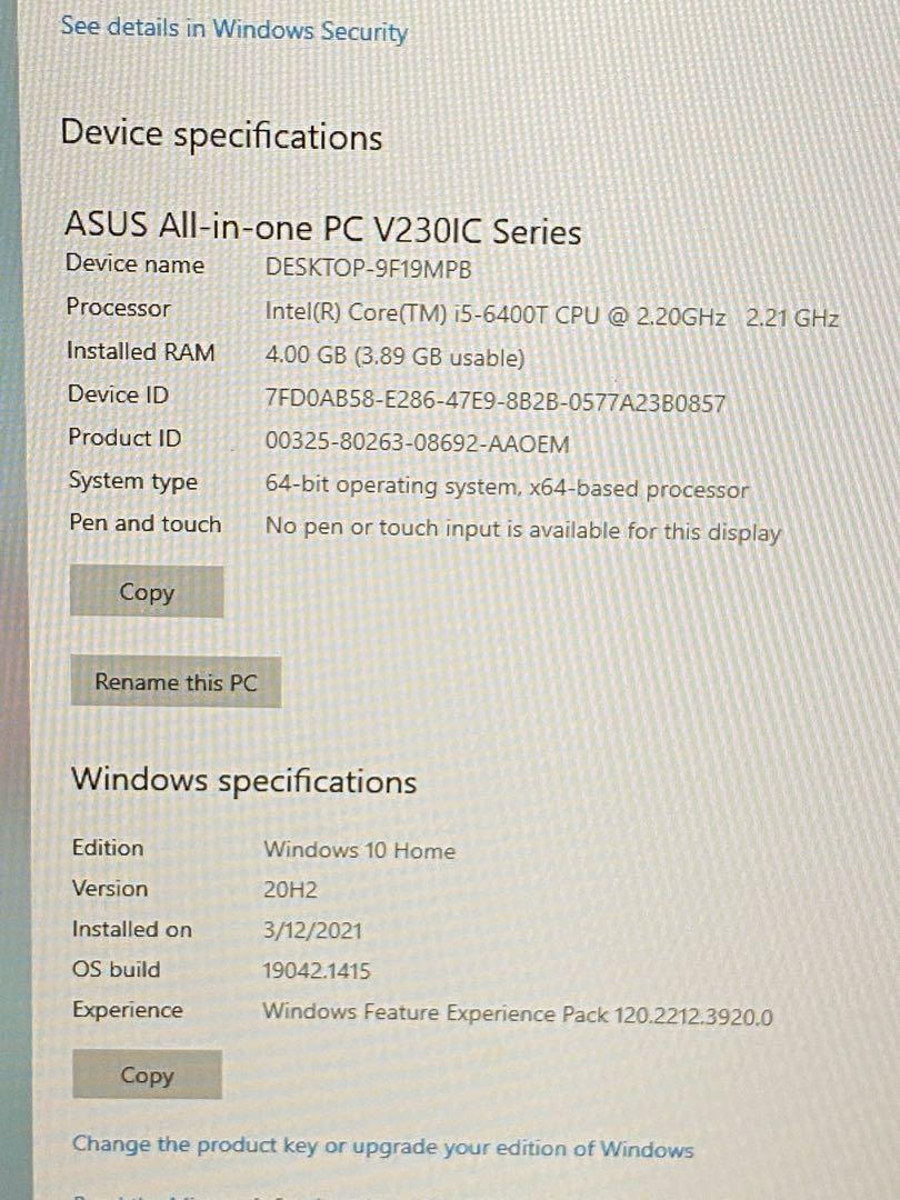 ASUS Allinone PC V230IC Series, Computers & Tech, Desktops on Carousell