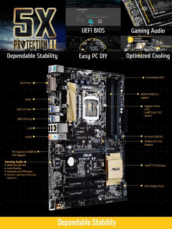 ASUS Z170 P D3 LGA1511 Motherboard BRAND NEW Computers Tech
