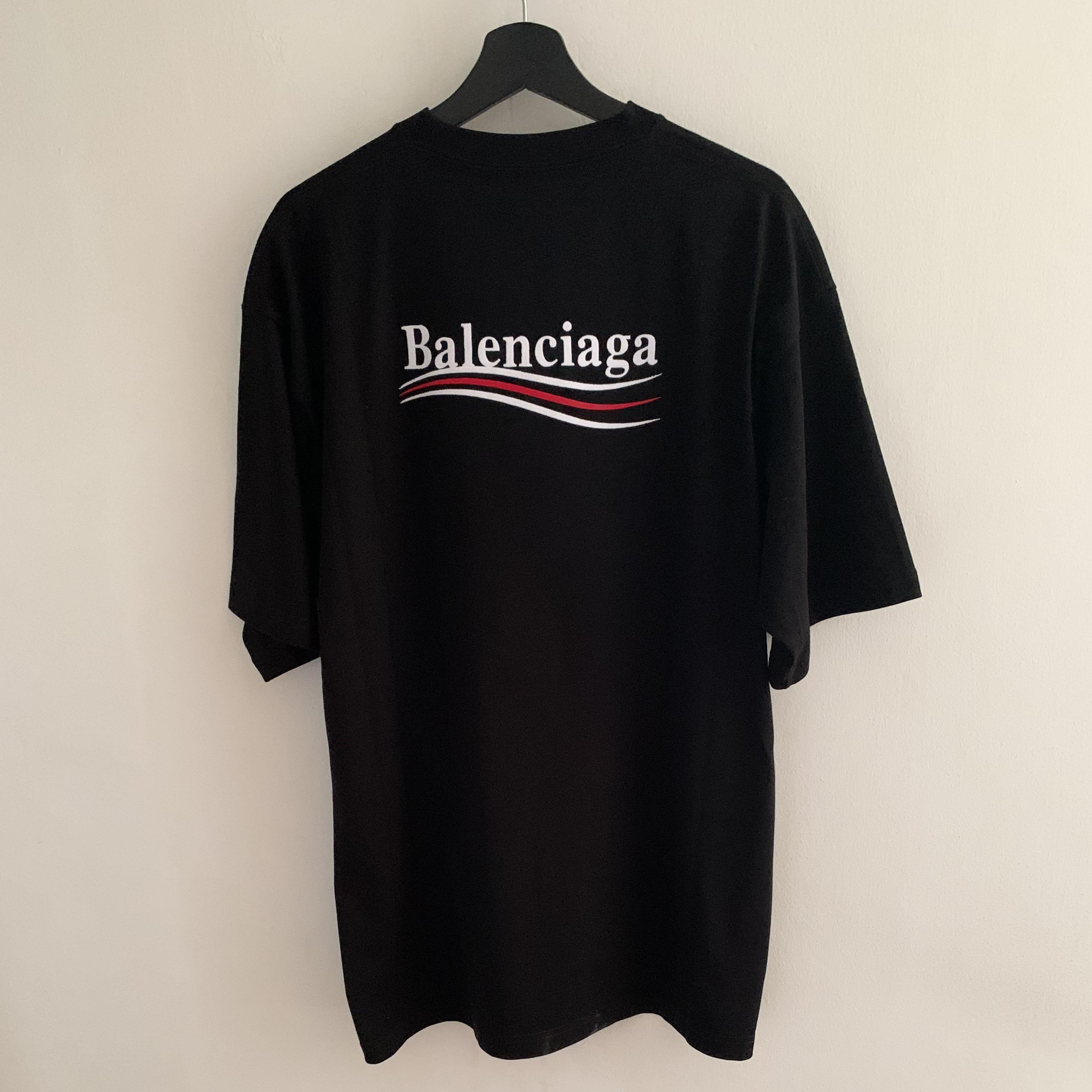 Balenciaga Political Campaign Embroidery Oversized Tee Black