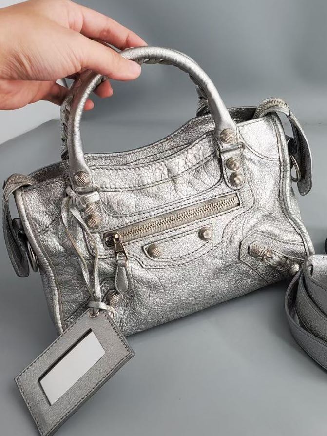 Balenciaga mini city bag silver outlet