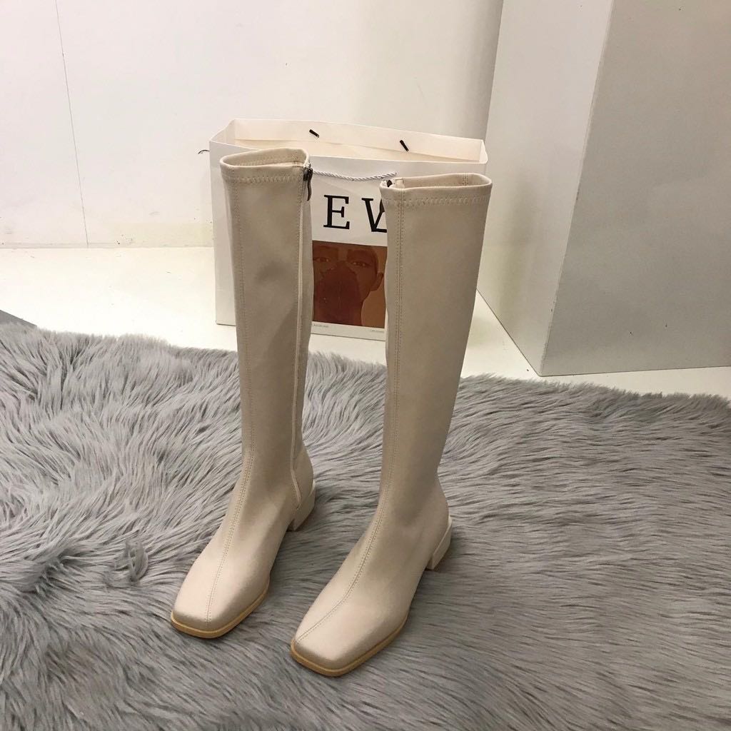 BEIGE KNEE HIGH BOOTS, Women's Fashion, Footwear, Boots on Carousell