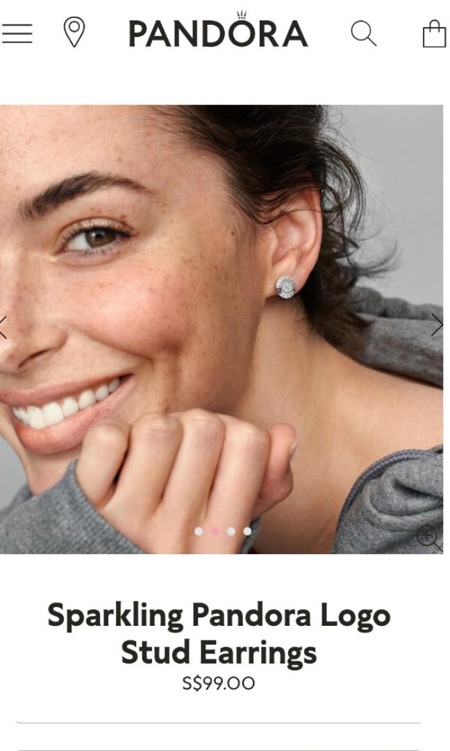 Sparkling pandora hot sale logo stud earrings