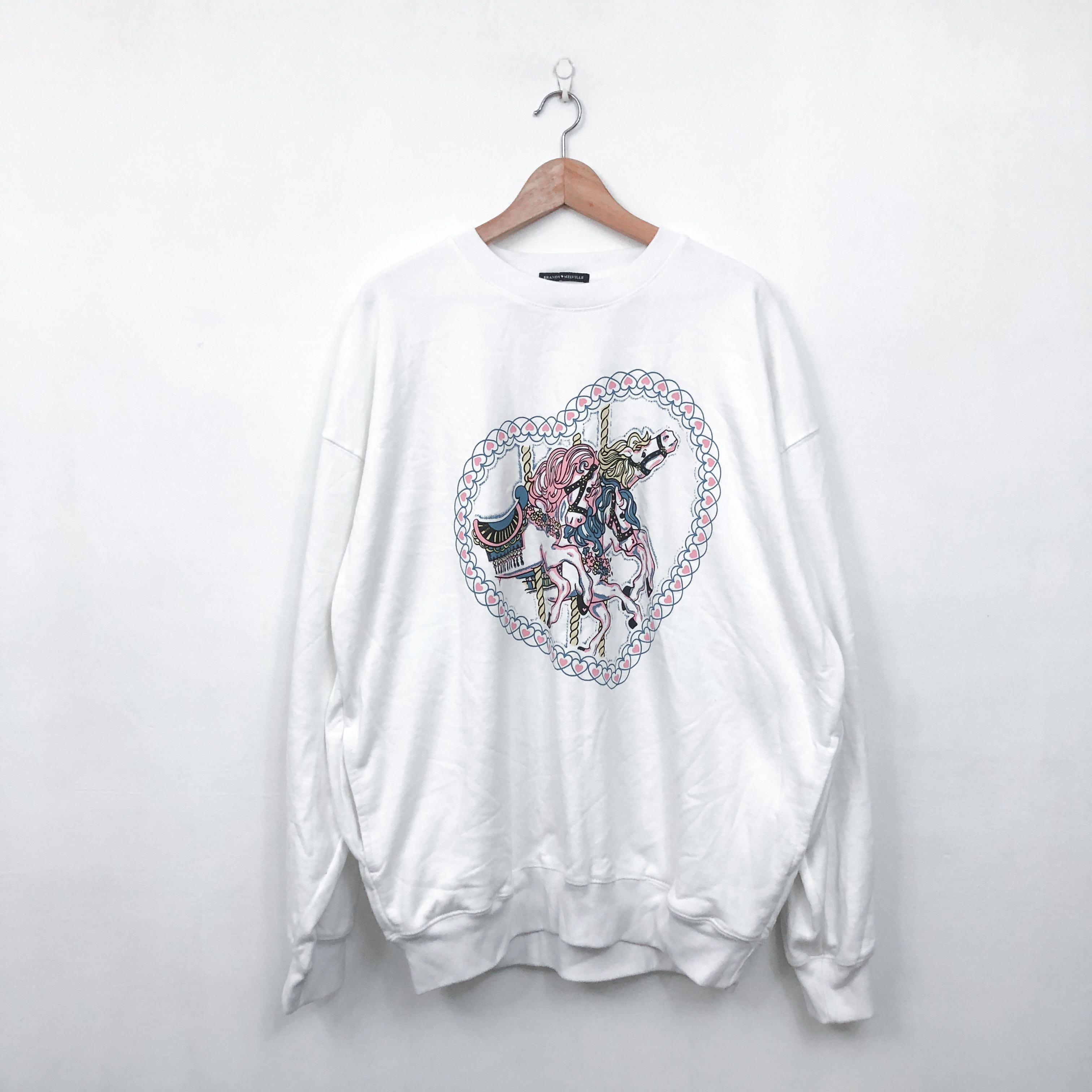 Brandy melville erica carousel sweatshirt, Women's Fashion, Tops,  Longsleeves on Carousell