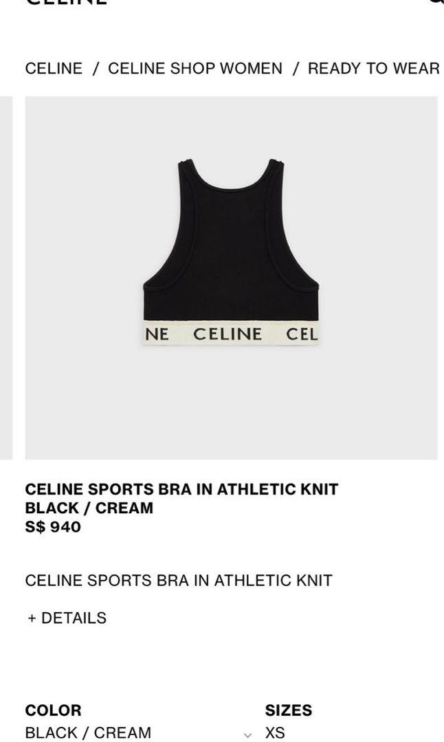 Celine Sports Bra Athletic Knit Black / Cream Size S