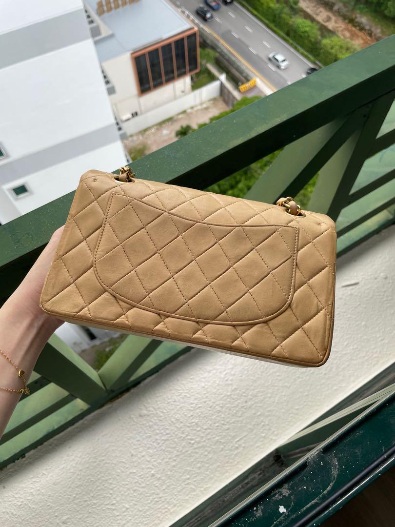 Chanel Beige Quilted Lambskin Vintage Square Mini Flap Bag