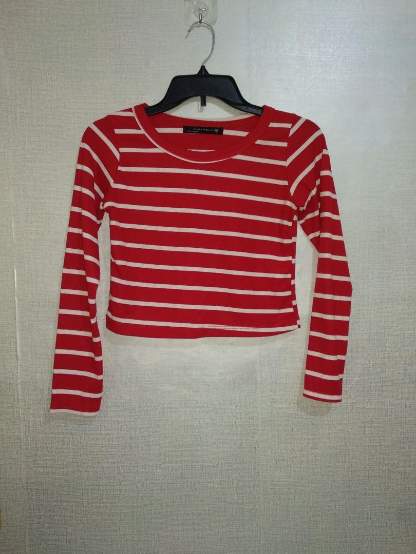 red and white striped cropped top