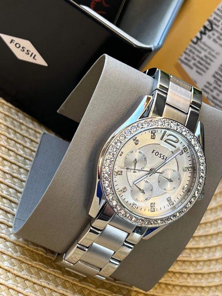 Fossil riley top watch silver