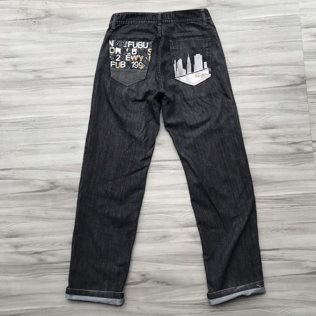 ✨FUBU JEANS Embroidery, Fesyen Pria 