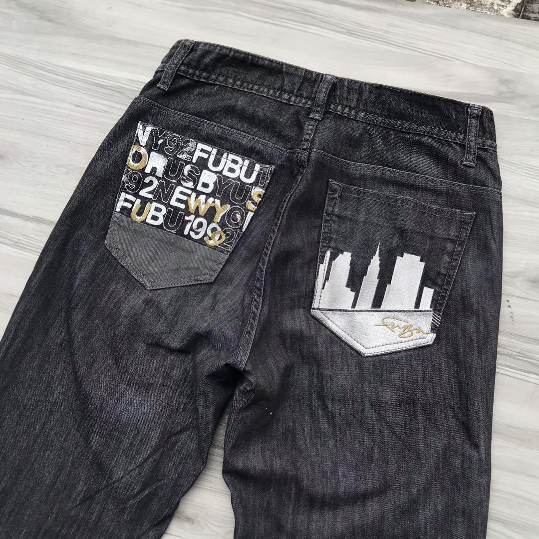 ✨FUBU JEANS Embroidery, Fesyen Pria 