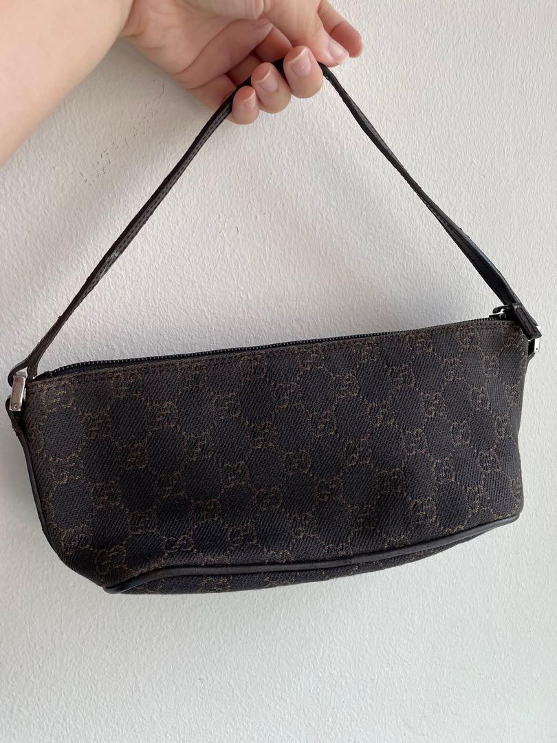 GUCCI-Boat-Bag-GG-Canvas-Leather-Hand-Bag-Pouch-Black-07198 –  dct-ep_vintage luxury Store