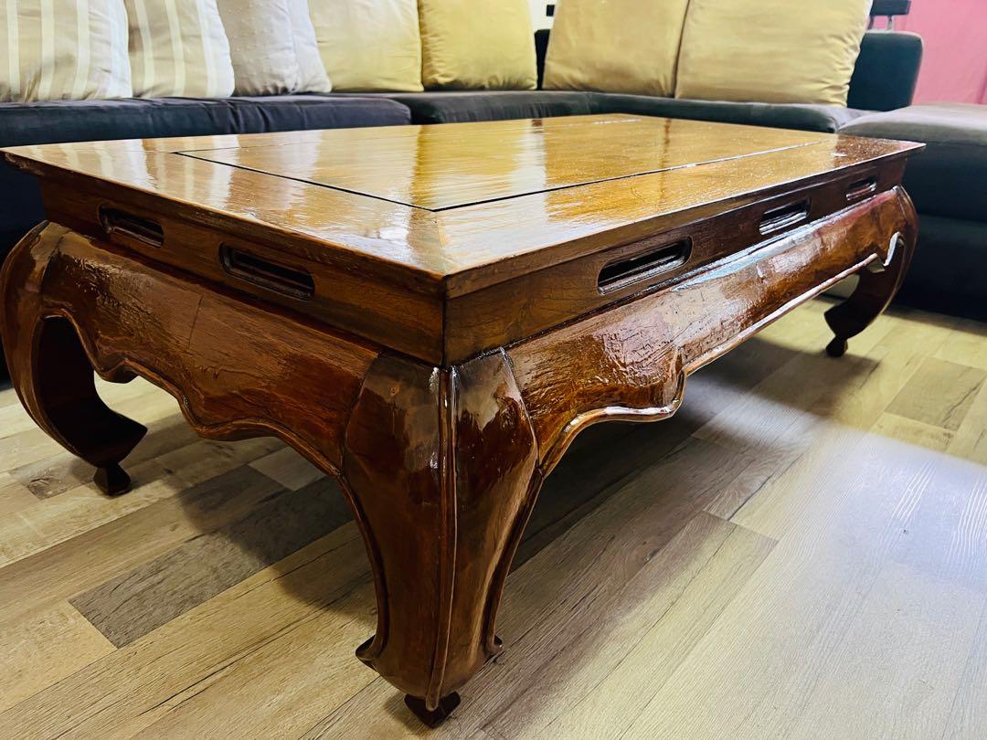 Hard Wood/ Burmese Teak Wood Coffee Table, Furniture & Home Living