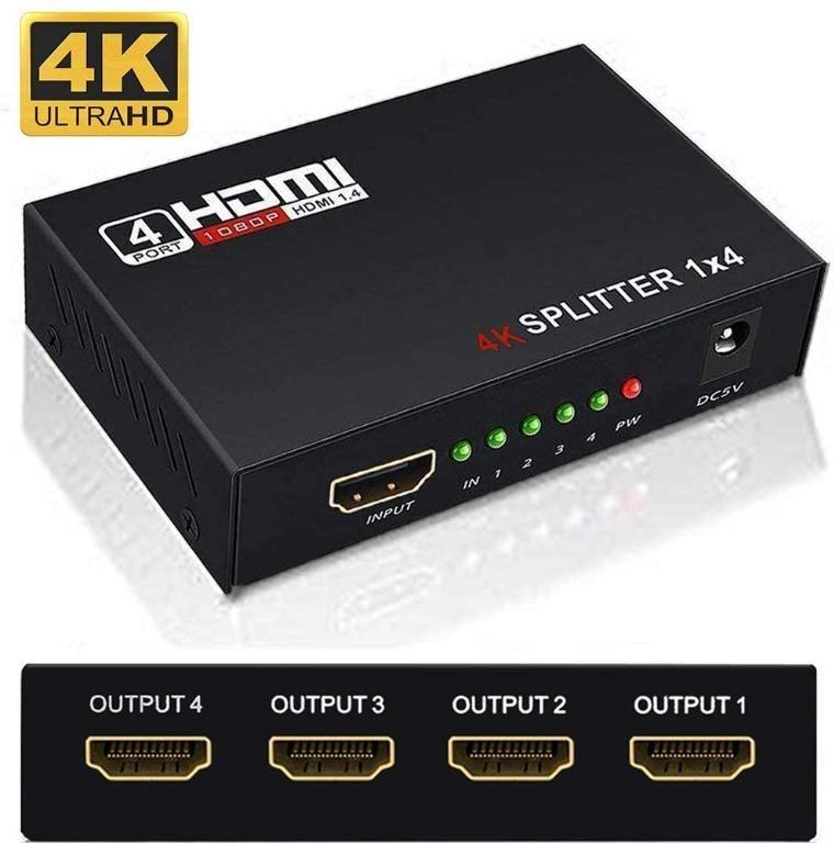 HDMI Splitter 4K, Neefeaer HDMI Splitter 1 in 4 Out, Supports Ver 1.4