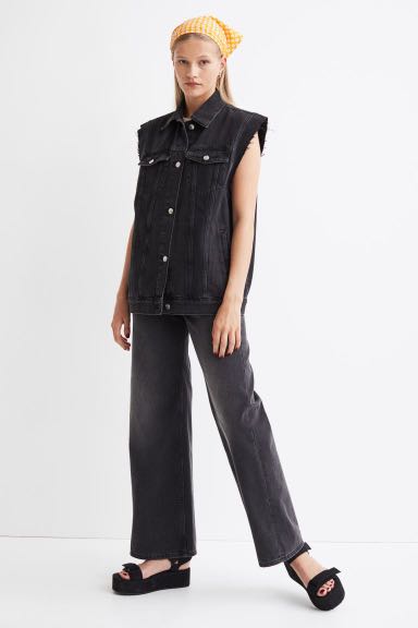 H\u0026M black denim sleeveless vest, Women 