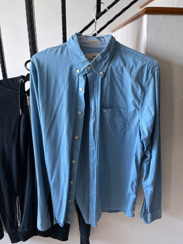 Hollister Stretch Long Sleeve Shirt, Men's Fashion, Tops & Sets, Formal  Shirts on Carousell
