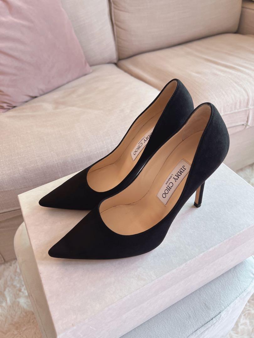 Jimmy choo romy 100 black suede sale