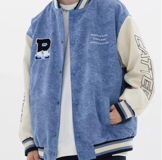 light blue varsity jacket, Men's Fashion, Coats, Jackets and Outerwear