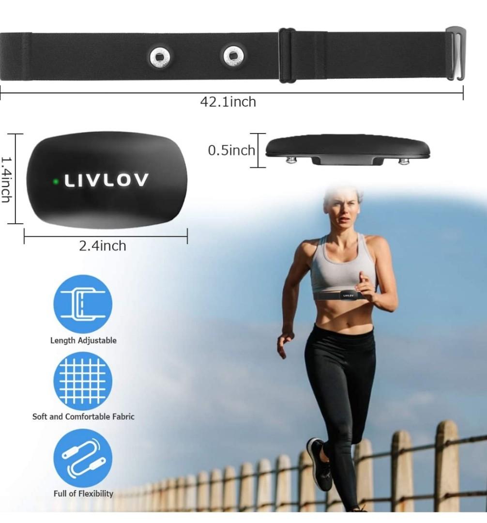 LIVLOV V6 Heart Rate Monitor Chest Strap, Bluetooth ANT+ Waterproof