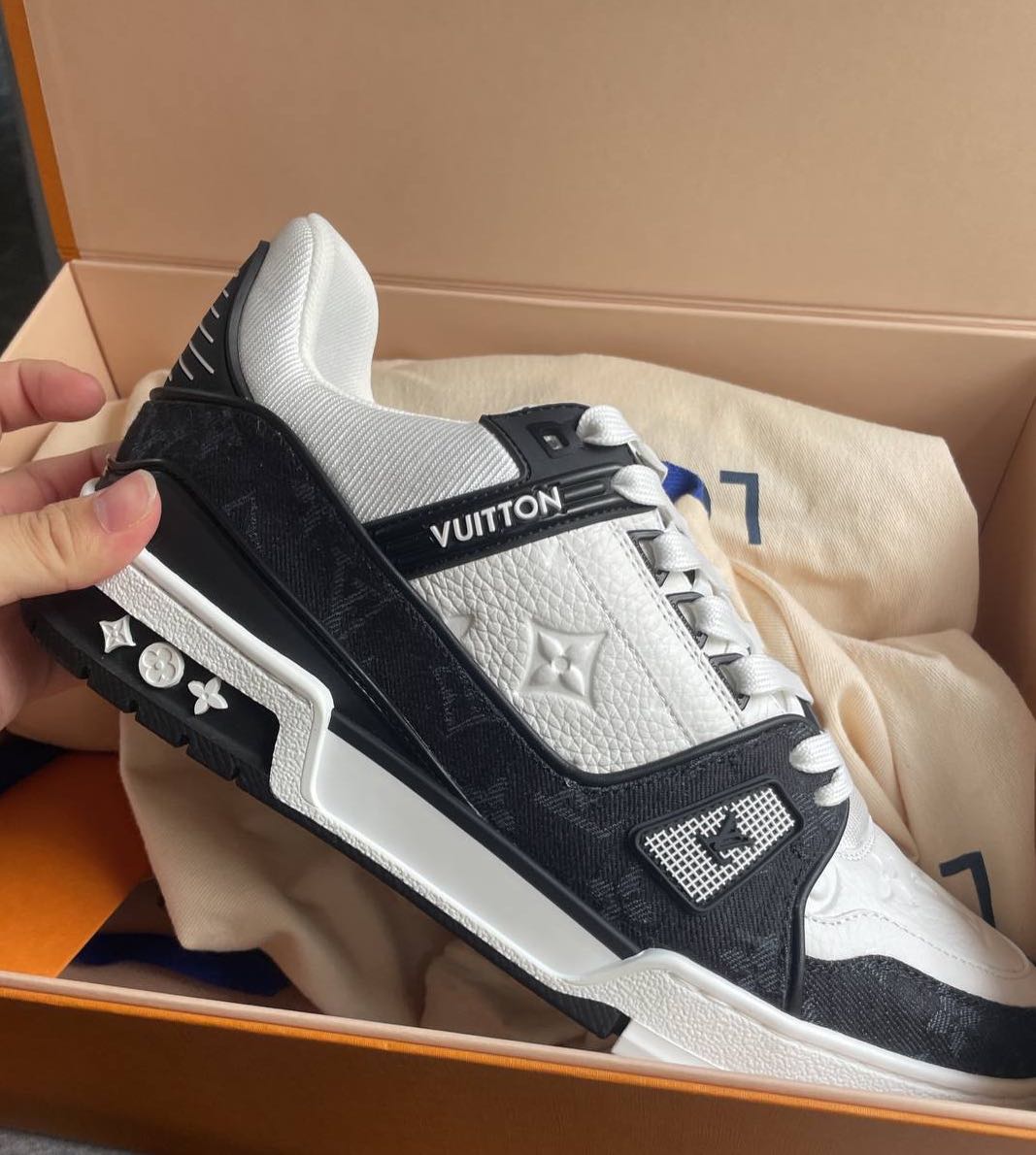 LV Trainer Black and White, Men's Fashion, Footwear, Sneakers on Carousell