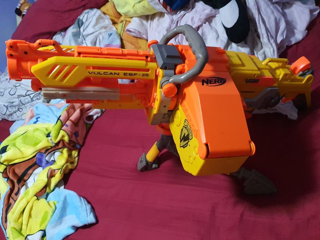 Nerf Vulcan EBF-25 Yellow And Orange Automatic Toy Dart Gun
