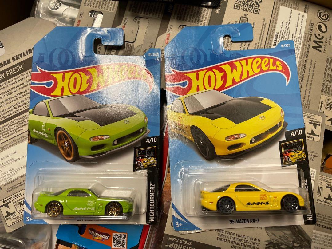 New 全新hotwheels Rx7 Mazda Rx 7 Fd3s 黑色carbon Bonnet 碳纖維頭蓋 Yellow Green 螢光綠mini Gt Tarmac Tomica Initial D 頭文字d Shop 興趣及遊戲 玩具 遊戲類