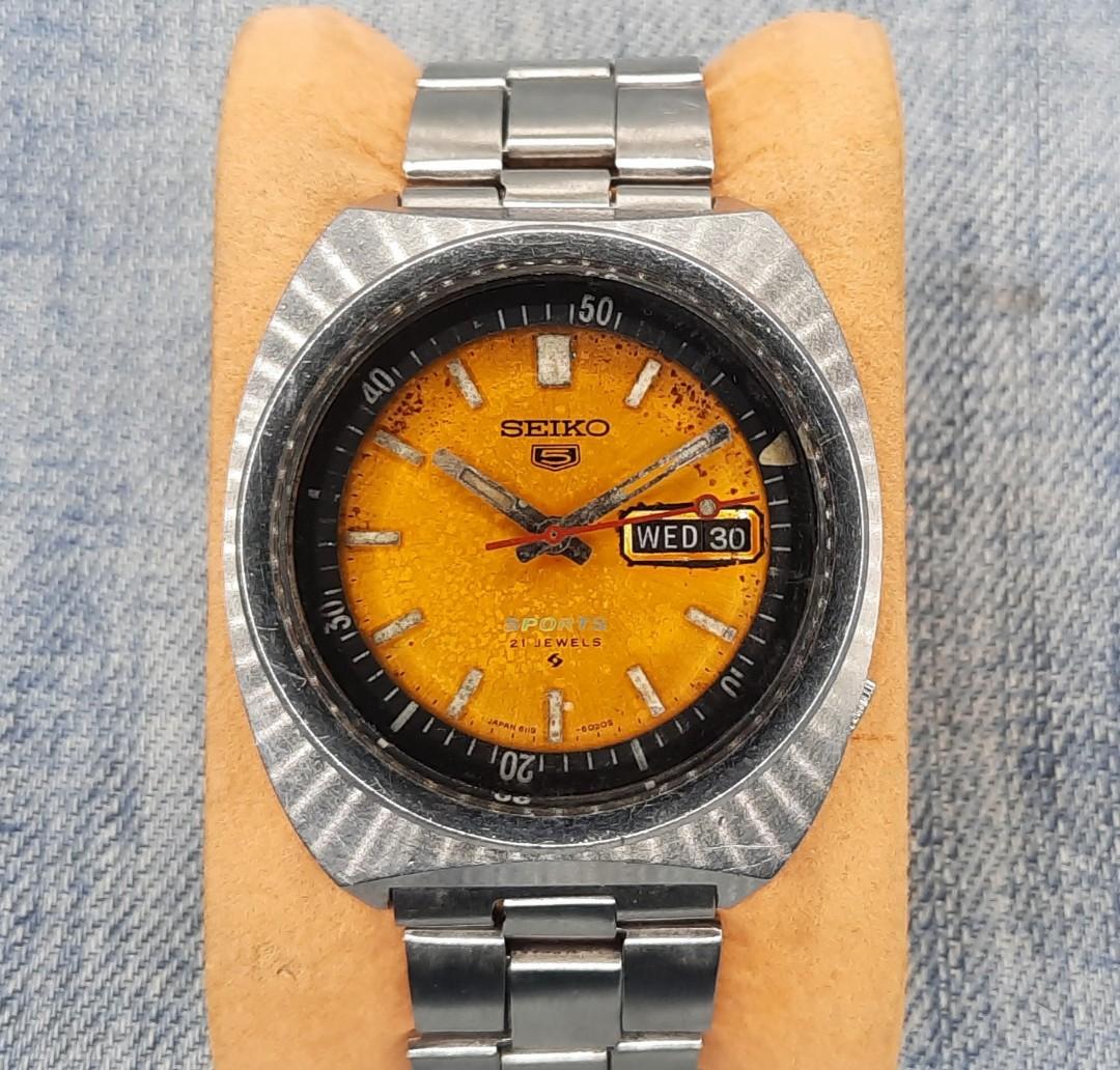 Seiko 5 Sports 6119-6023 21 Jewels Yellow Dial Automatic Men's Watch, Men's  Fashion, Watches & Accessories, Watches on Carousell