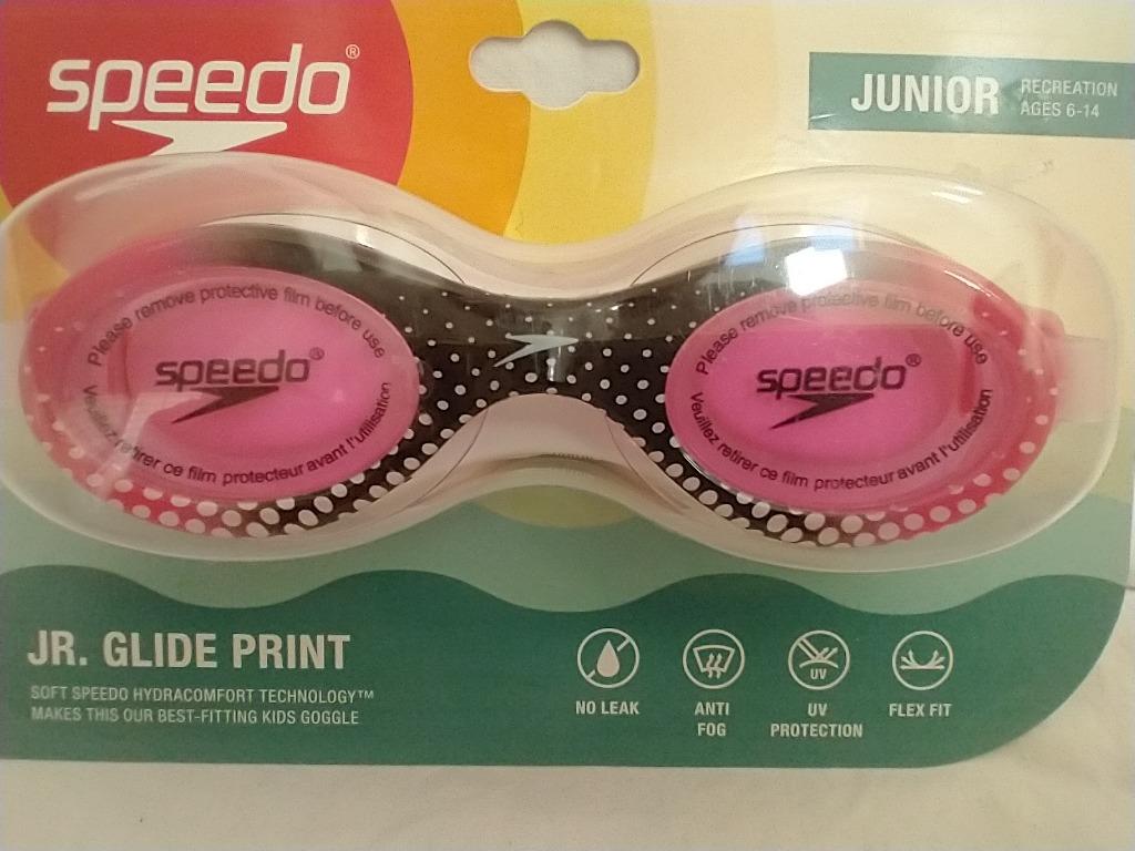Speedo Goggles Junior Jr Glide Print Pink Black Ages 614 NewUSA