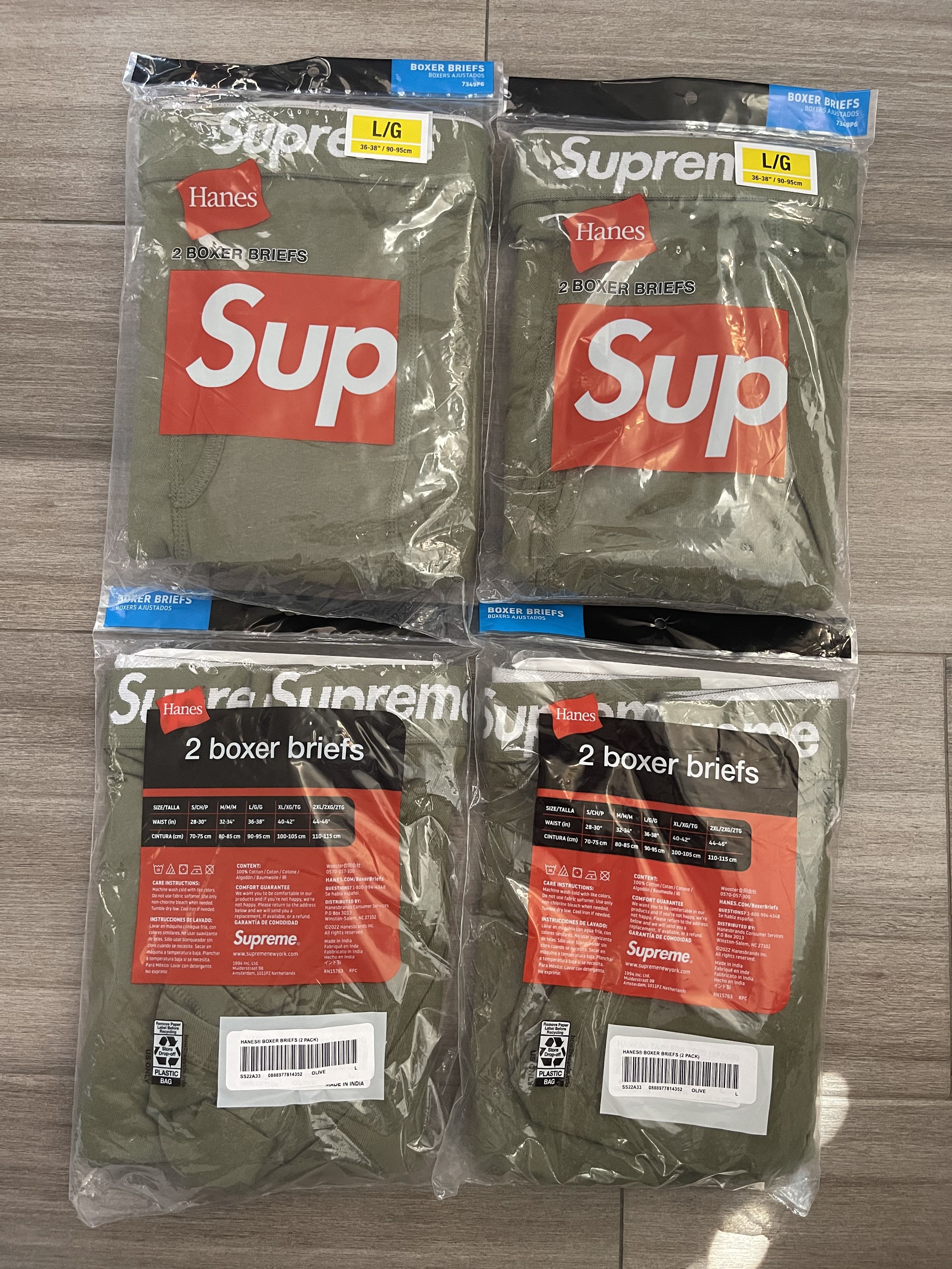 Supreme x Hanes Boxer Briefs 2 Pack Olive (SS22A33) Size M-XL