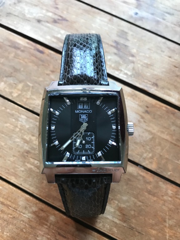 Tag Heuer Monaco Black Watch with Diamonds Luxury Watches on