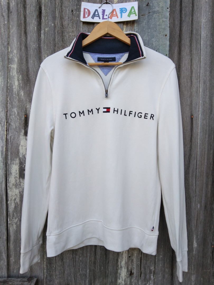 Tommy hilfiger white quarter zip shop