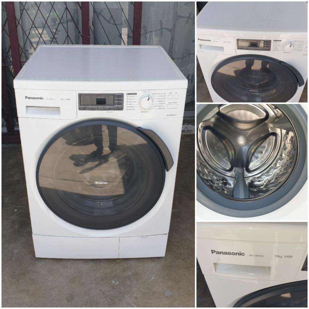 Used Panasonic econavi inverter front load hot washer 10.0kg, washing