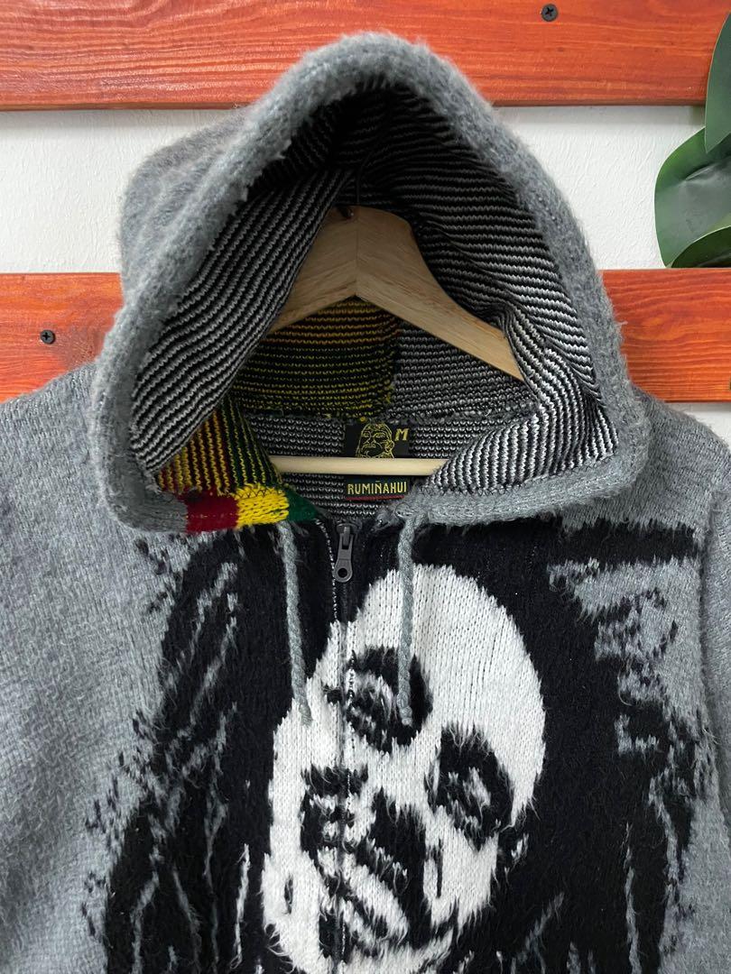 Vintage Bob Marley Full Print Hoodie, Men's Fashion, Tops & Sets