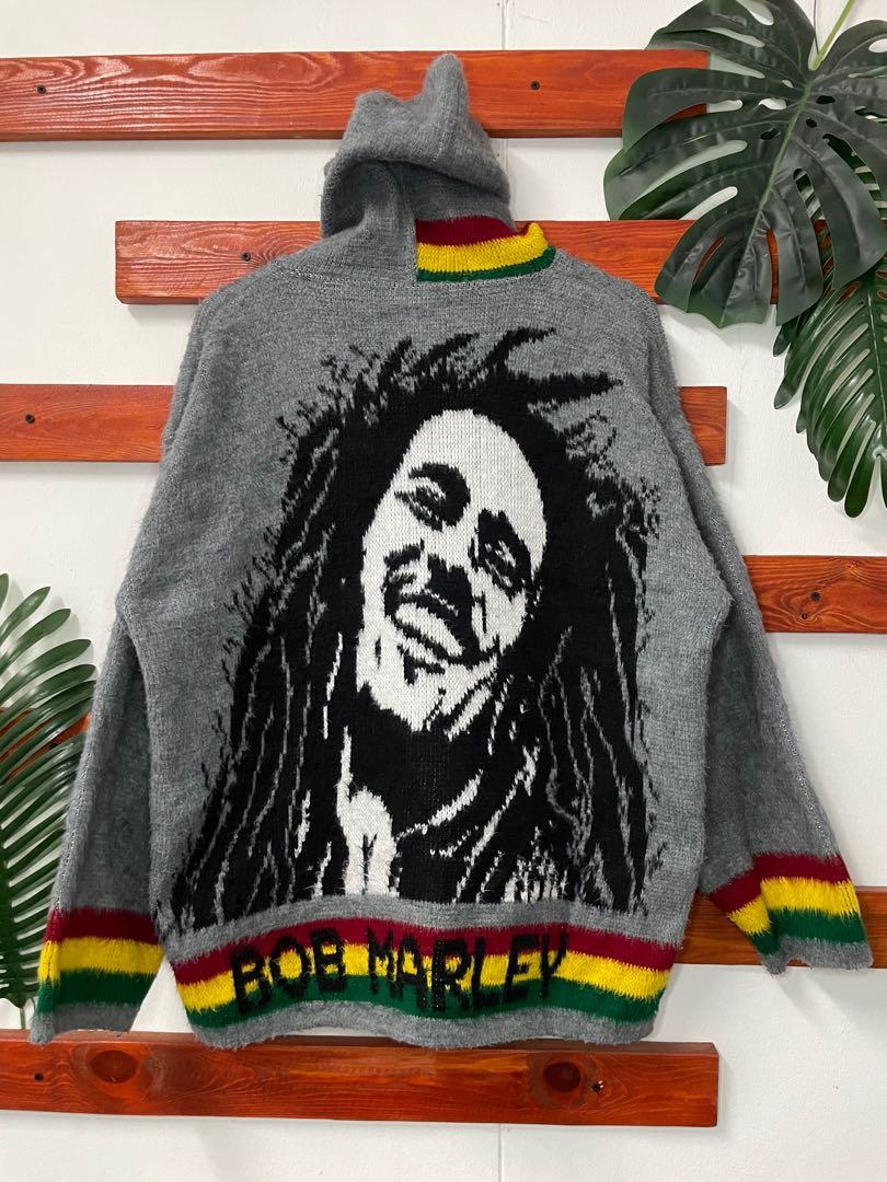 Vintage Bob Marley Full Print Hoodie, Men's Fashion, Tops & Sets