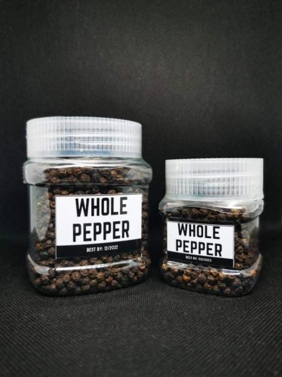 Whole Black Pepper (Category: Spice & Seasoning) located in San Juan City. Submitted by sarisarionlineph (Listing ID 1147764521, Image 1). Description: P135 - 50g small jar P175- 125g big jar also available in refill pouch P360 - 500g P520 - 1kilo pm for details.