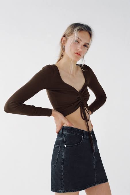 Ruched ribbed top zara Clearance