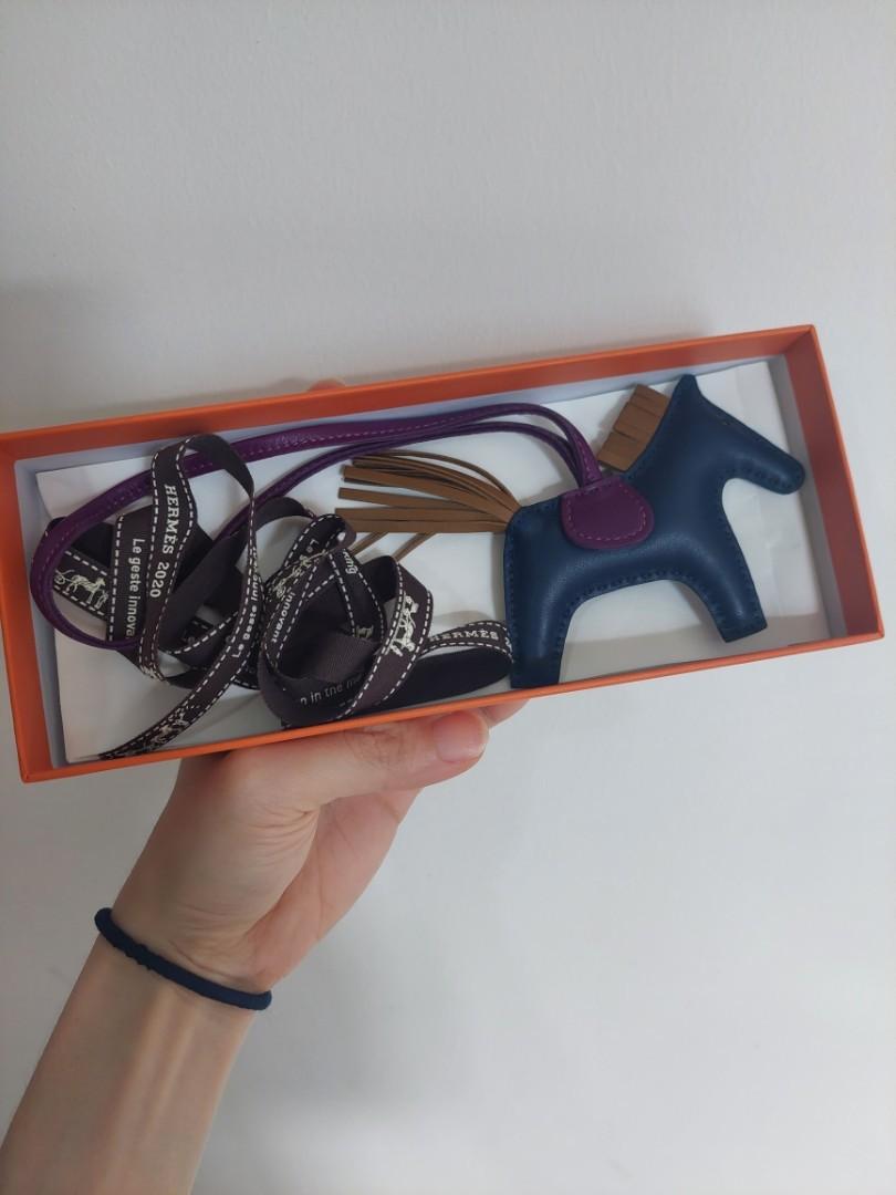 Authentic New Hermes Rodeo Horse Charm Bleu de Malte, Kraft and Violet