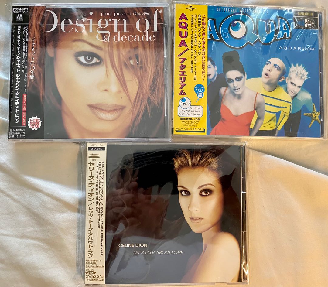 日本頭版附側紙3CDs of Celine Dion, Janet Jackson, Aqua Aquarium