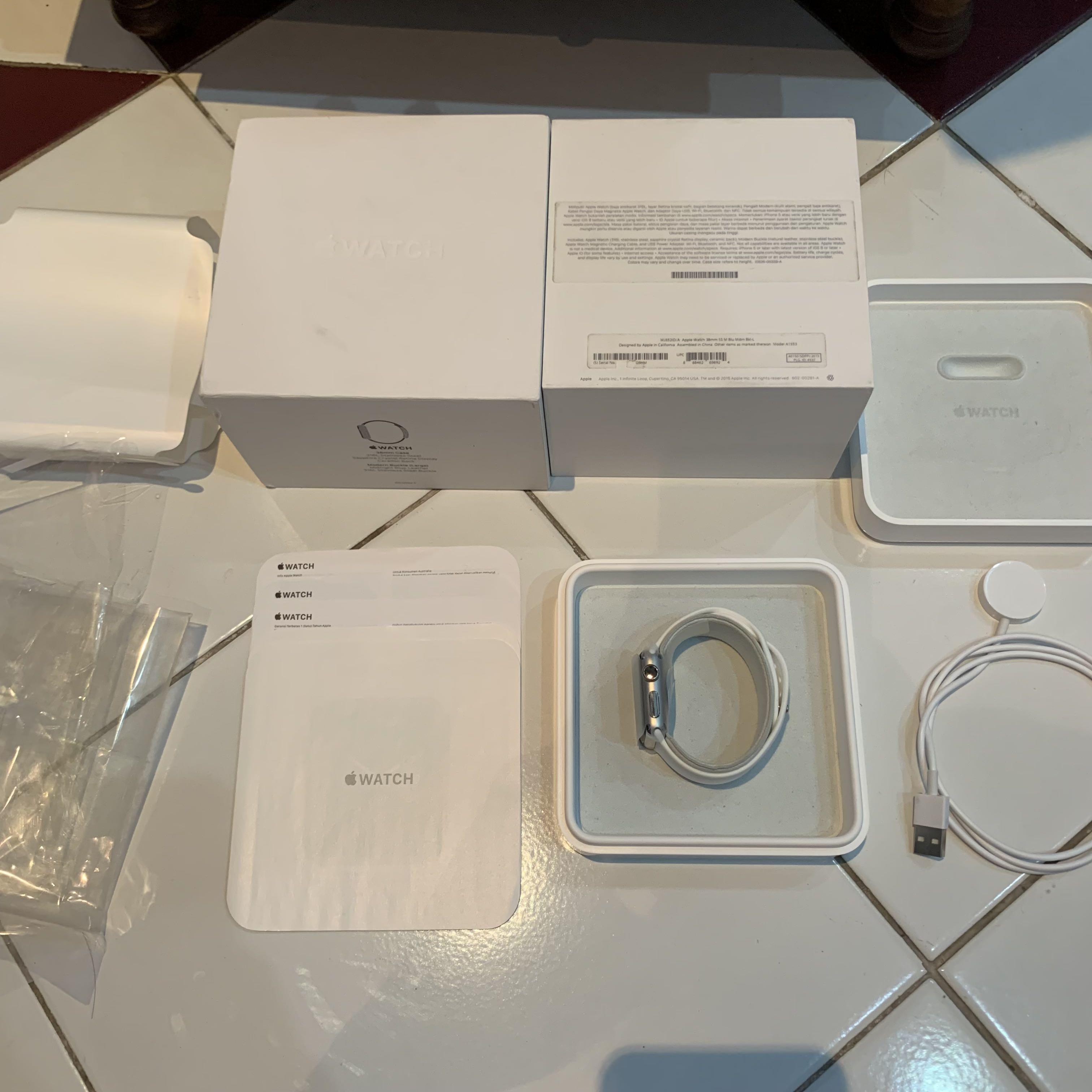 Apple Watch 38mm Case 316L Stainless steel Sapphire Crystal Retina Display,  Barang Mewah, Jam Tangan di Carousell