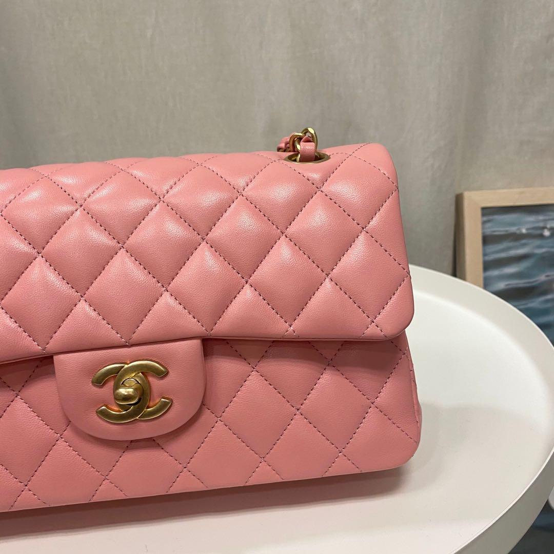 Authentic Chanel Sakura Pink Small Classic Flap bag in Lambskin and Gold  Hardware, Luxury, Bags & Wallets on Carousell