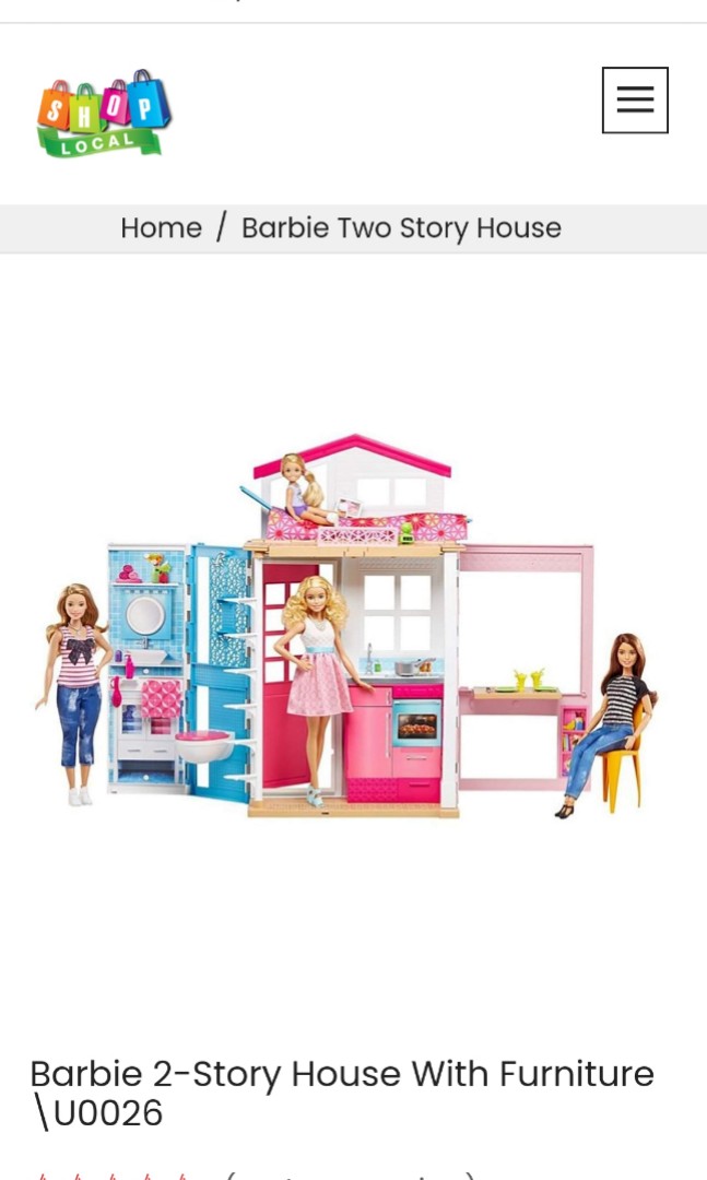 Barbie 2 Storey Doll House with Furniture Accessories DVV47