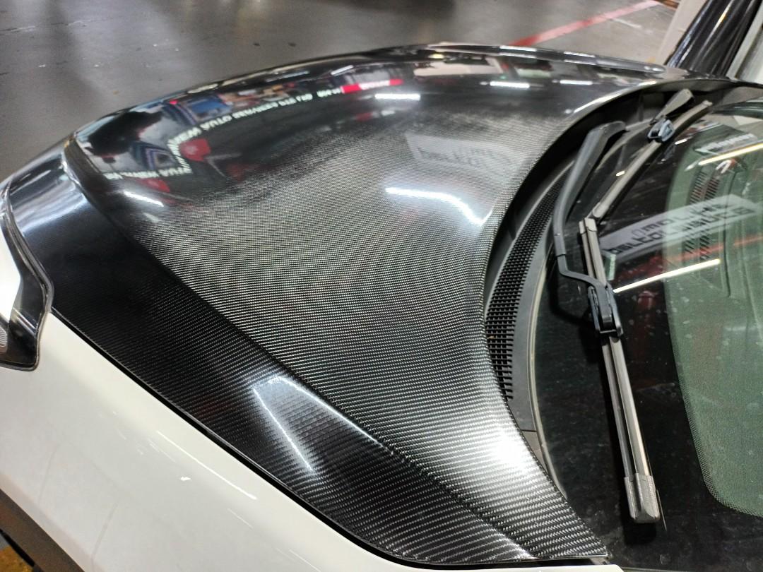 Carbon bonnet wrapping, Car Accessories, Accessories on Carousell